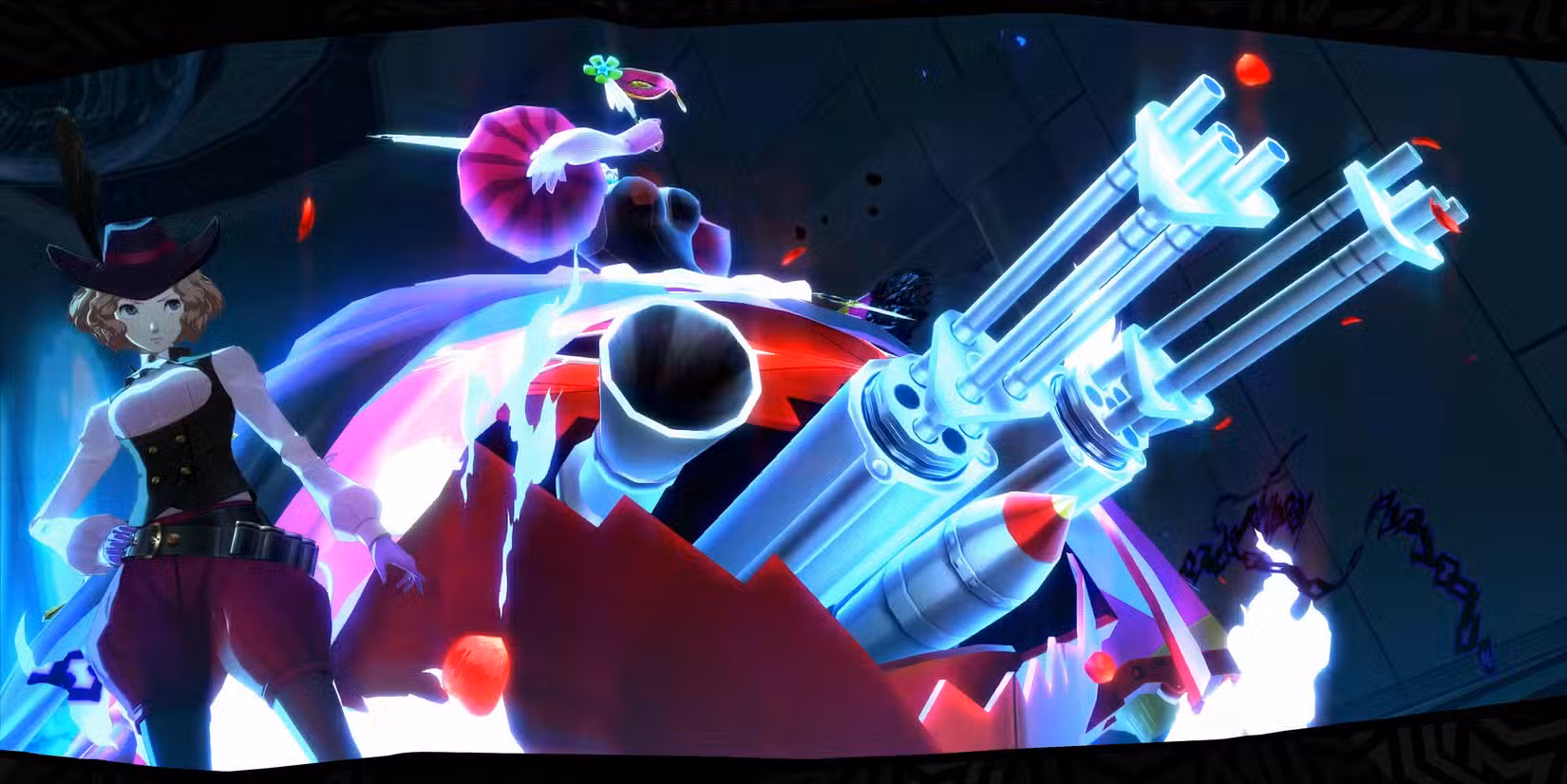 Haru Okumura con Milady pronta a sparare in Persona 5 Royal