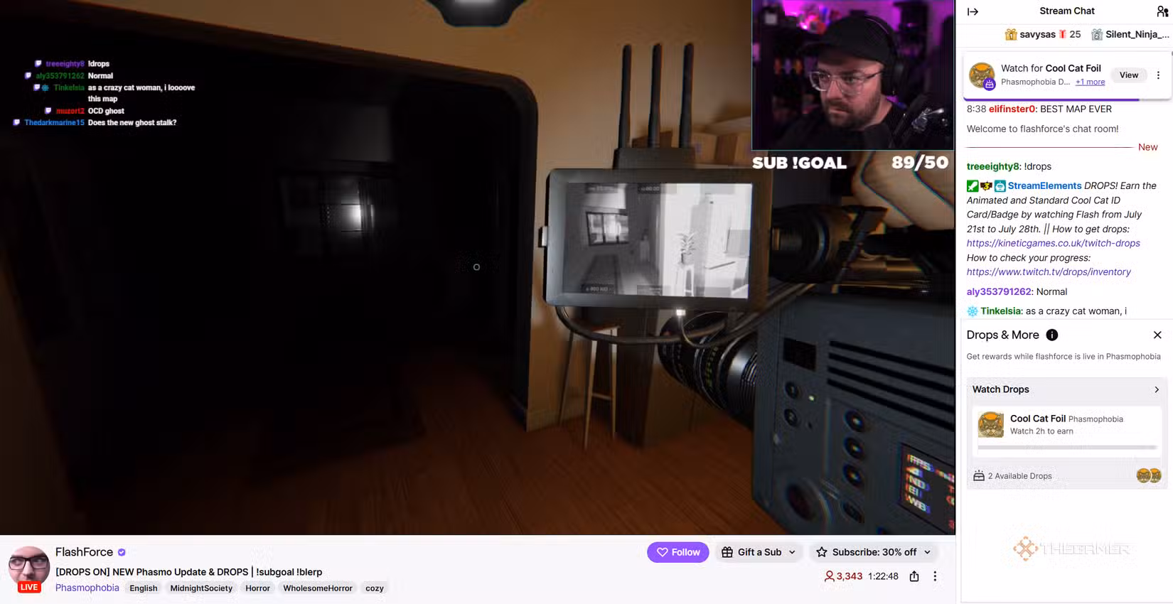 Schermata di un stream Phasmophobia su Twitch.