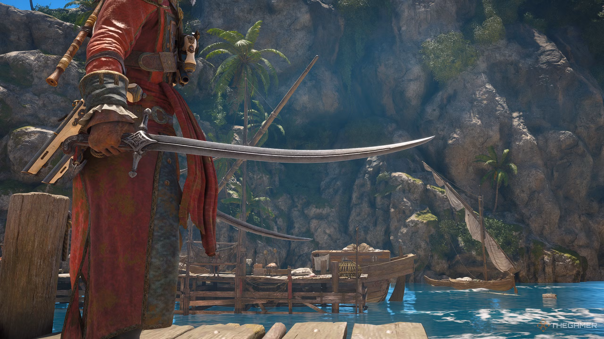 Schermata di gioco che mostra le armi più potenti in Assassin's Creed Black Flag Resynced