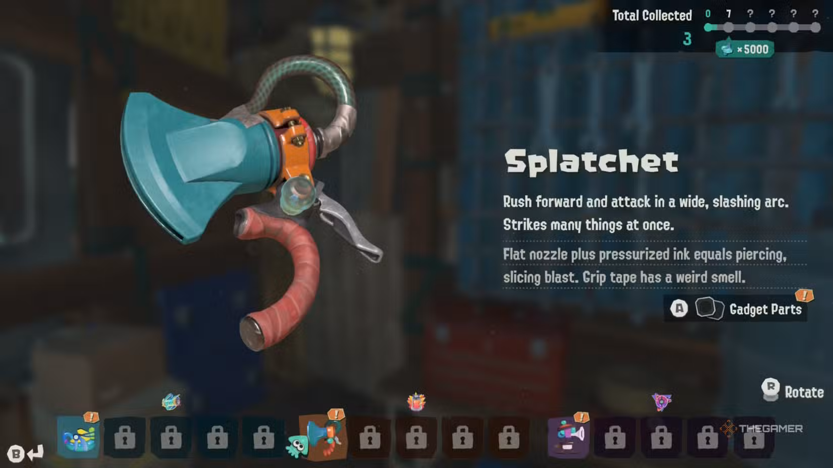 Splatchet nella categoria armi di Splatoon Raiders