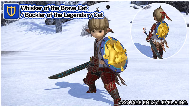Whisker of the Brave Cat & Buckler of the Legendary Cat, arma da Paladin