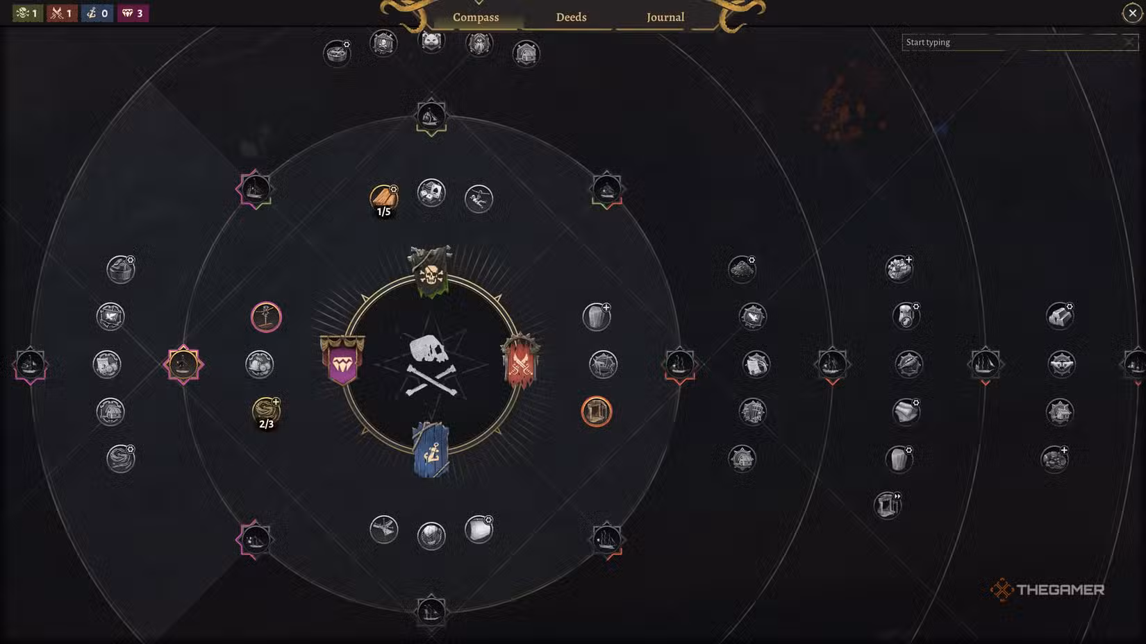 Schermata di avanzamento dei Principle Points per la costruzione delle navi in Corsair Cove