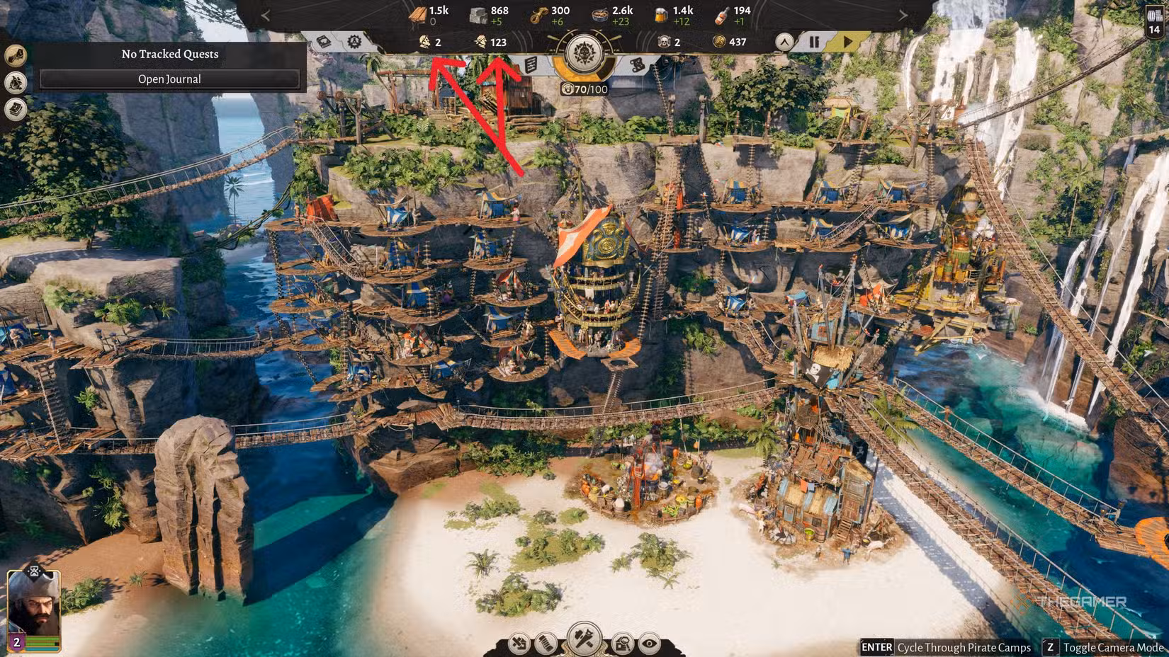 HUD che mostra i Drifters occupati e inattivi in Corsair Cove
