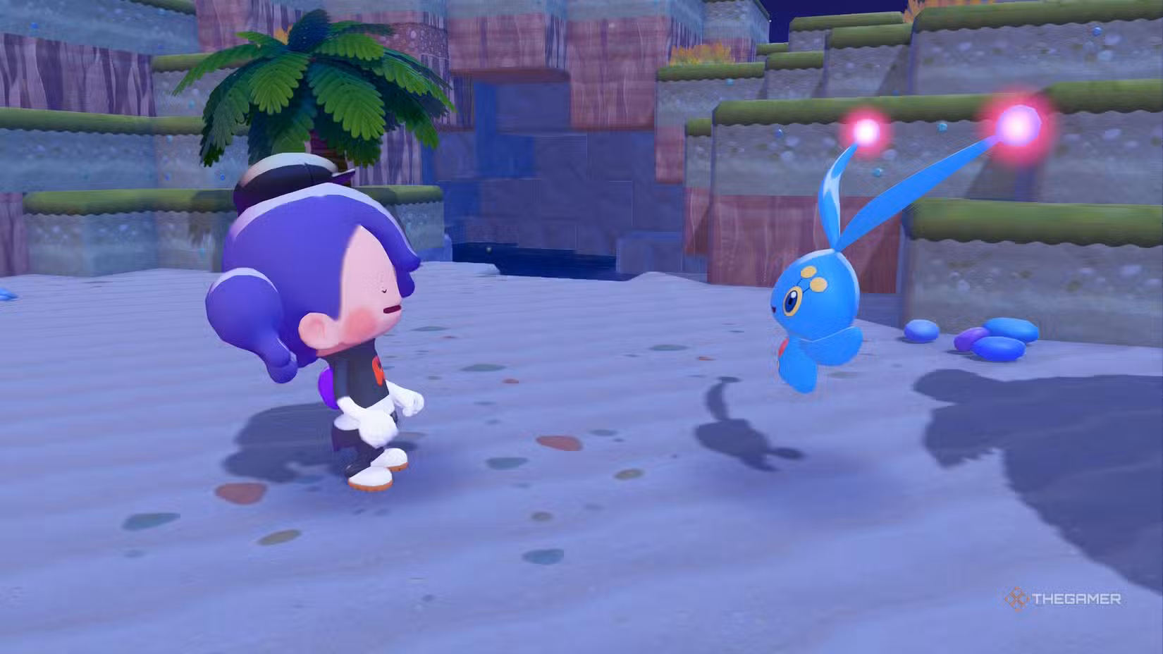 Manaphy e Ditto sulla spiaggia di Bleak Beach