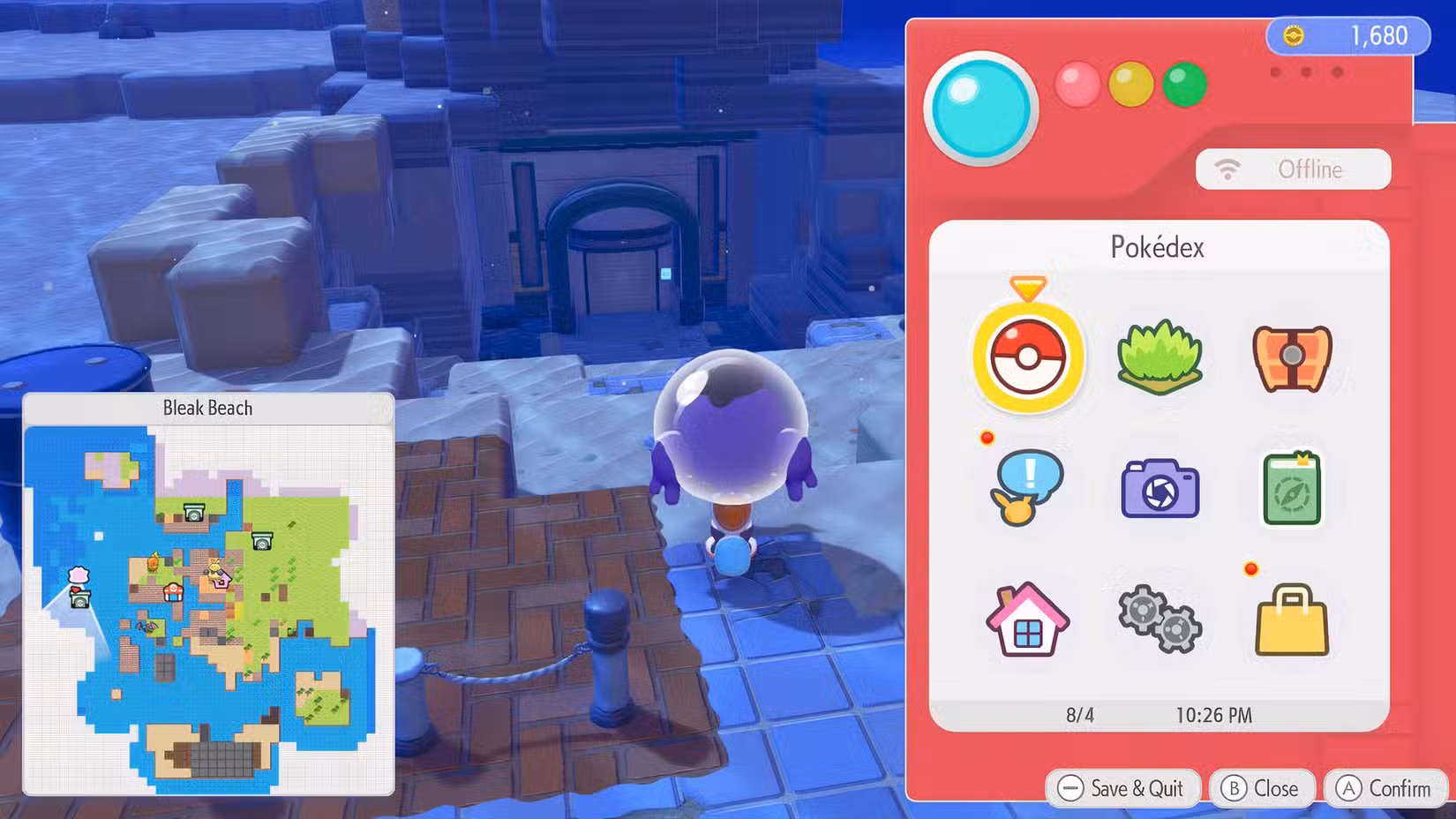 Ditto davanti al cancello d'ingresso di Bubbly Basin in Pokemon Pokopia