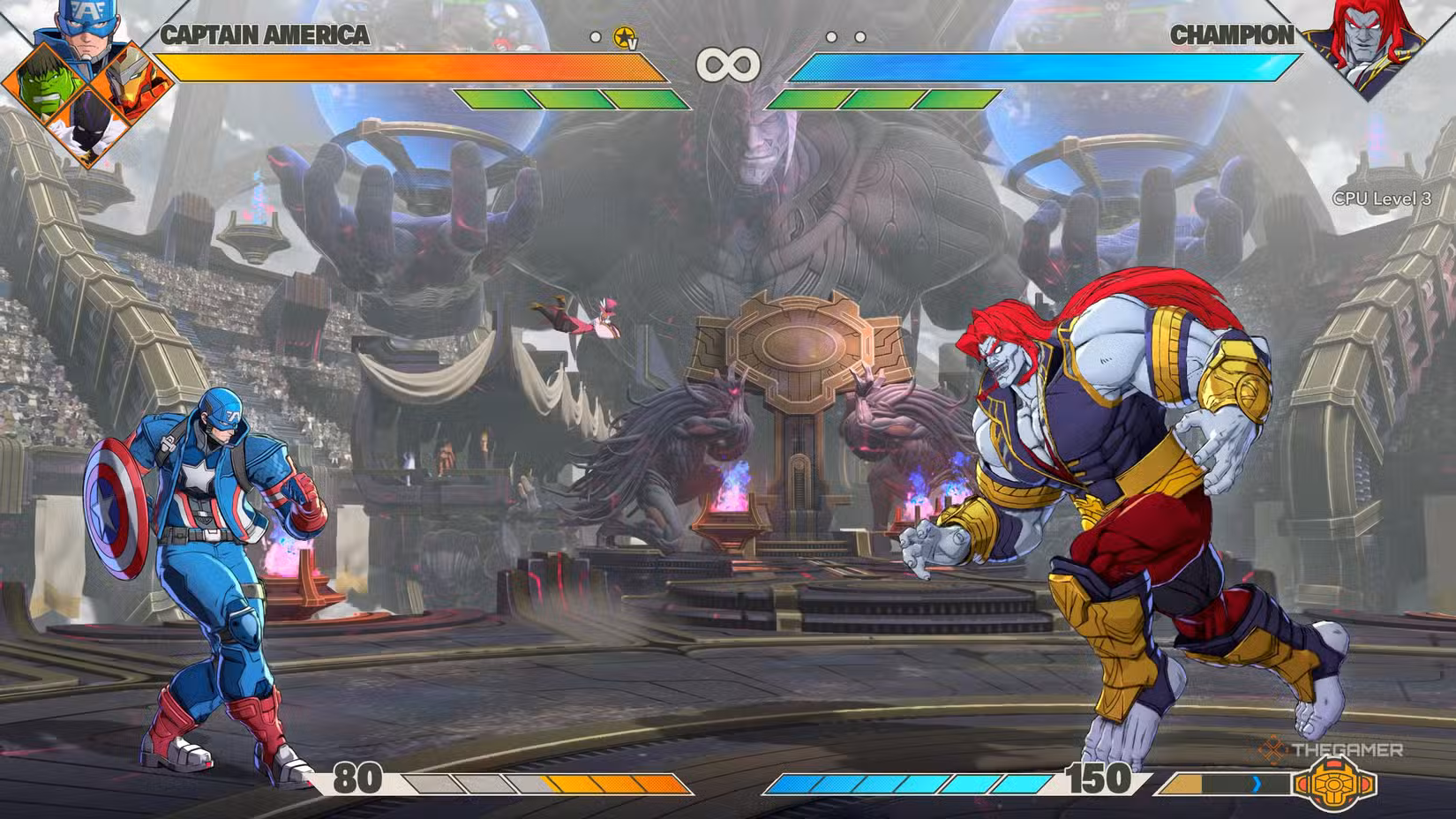 Champion in azione durante la battaglia finale di Marvel Tokon