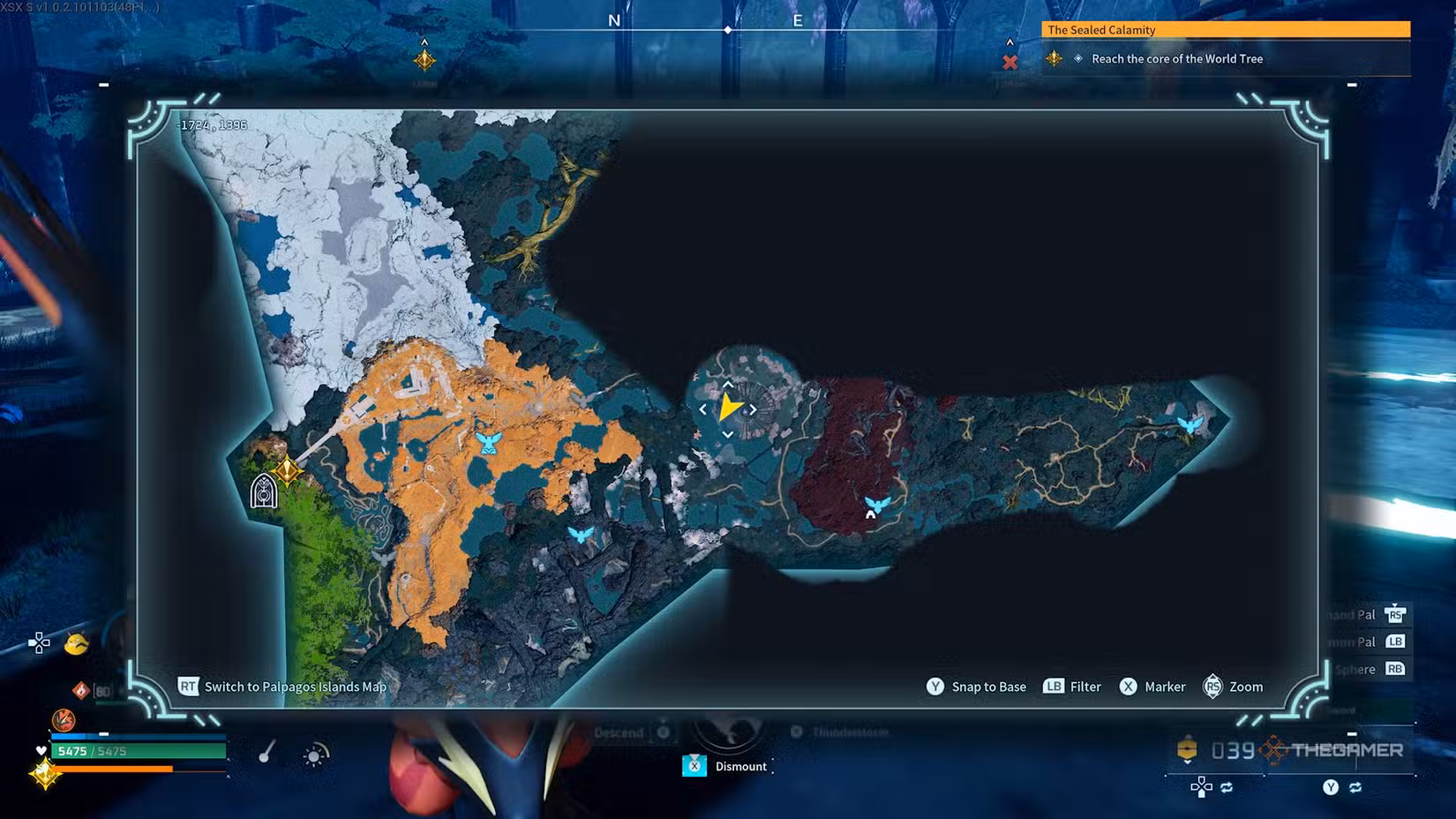 Mappa che segna la seconda sorgente, all’interno di una struttura a gabbia circondata da acqua