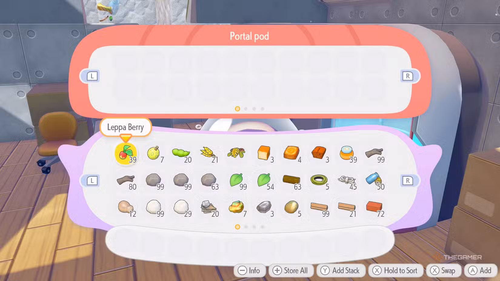 Menu del Portal Pod aperto in Pokémon Pokopia
