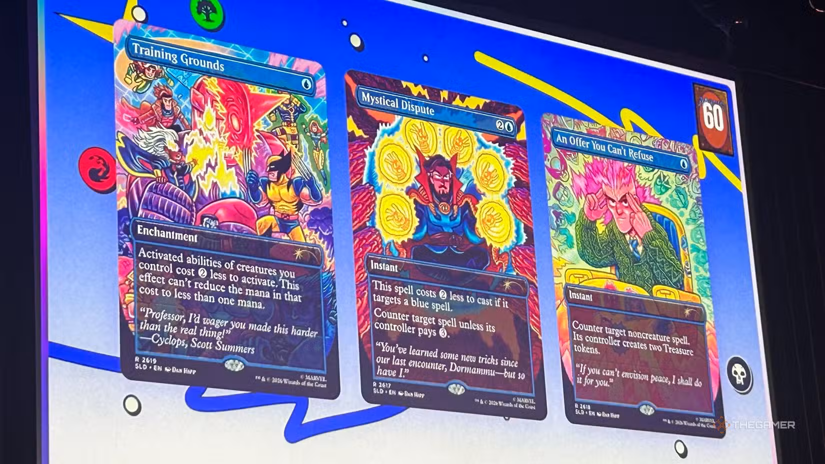 Tre carte del bundle Dan Hipp del Marvel Secret Lair, con art work unico