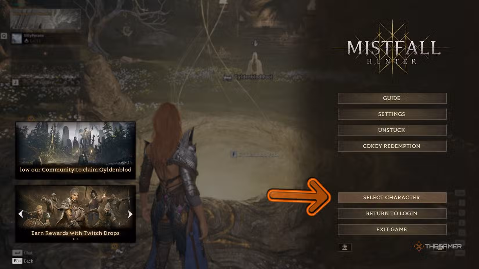 Schermata di selezione del nuovo personaggio in Mistfall Hunter