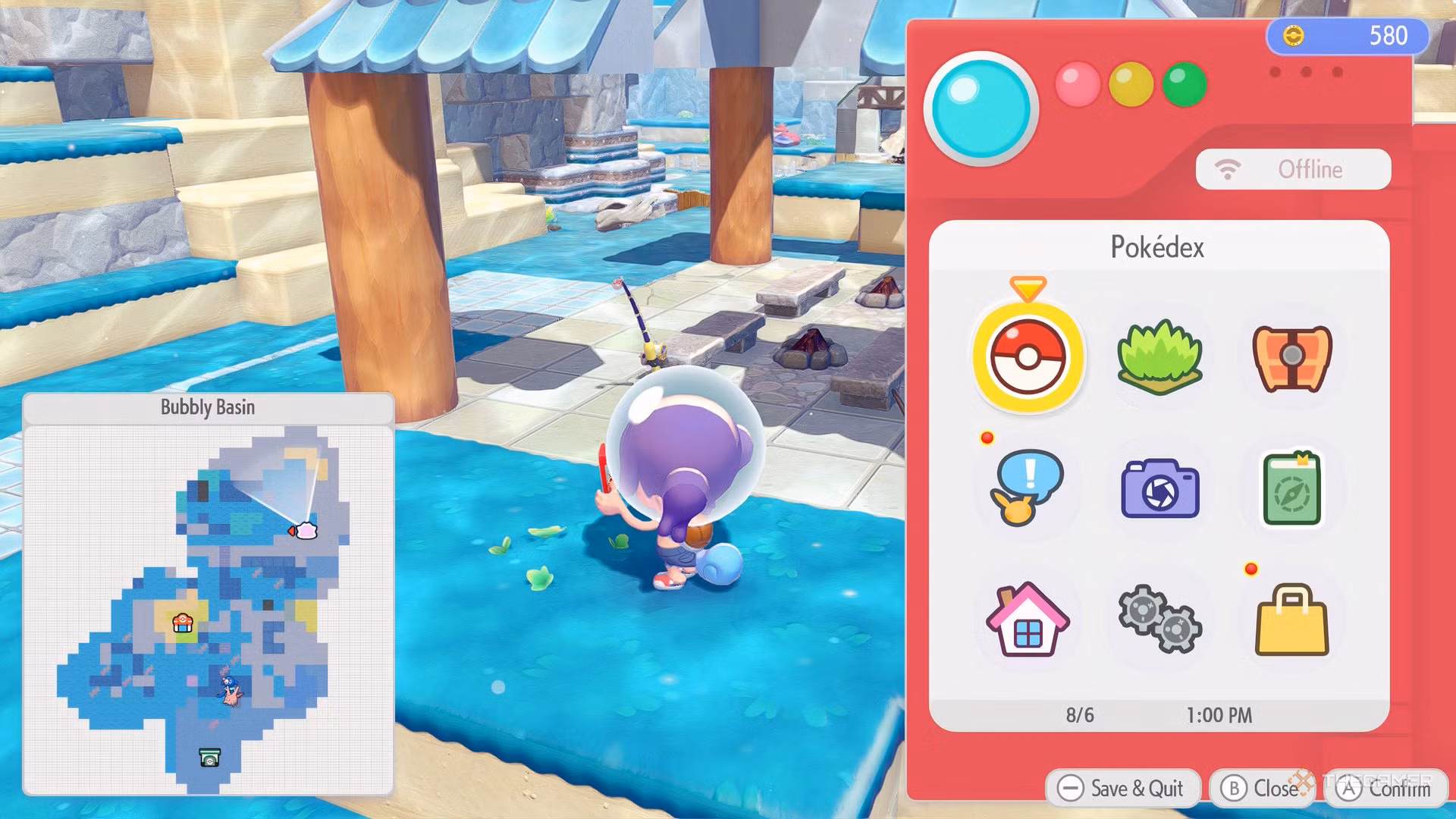 Ditto vicino a panchine e fuochi in Pokemon Pokopia