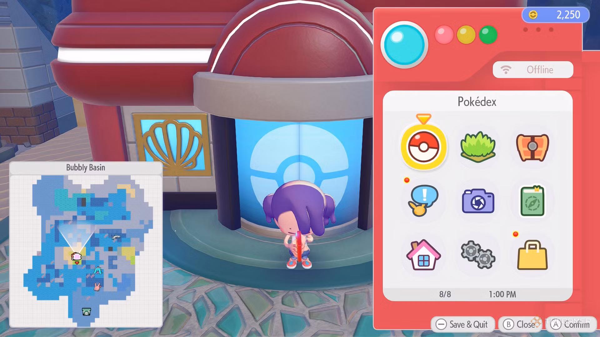 Ditto fuori dal Pokemon Center in Pokemon Pokopia