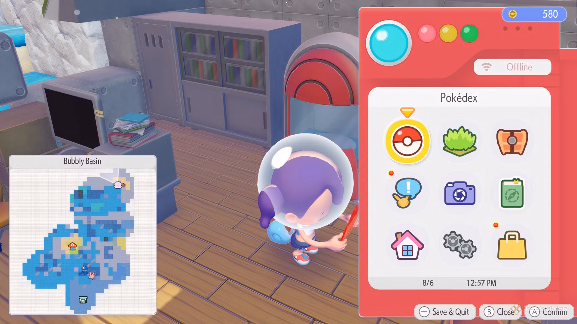 Ditto vicino a un Pod del Portale con la mappa in Pokemon Pokopia