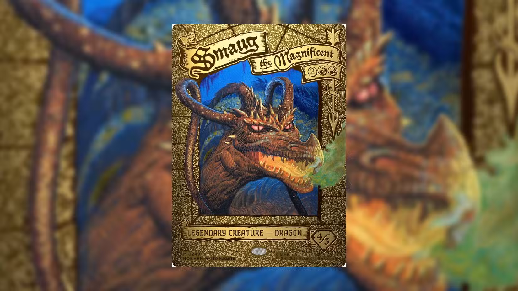 Smaug the Magnificent dorato, carta testa di serie del set The Hobbit