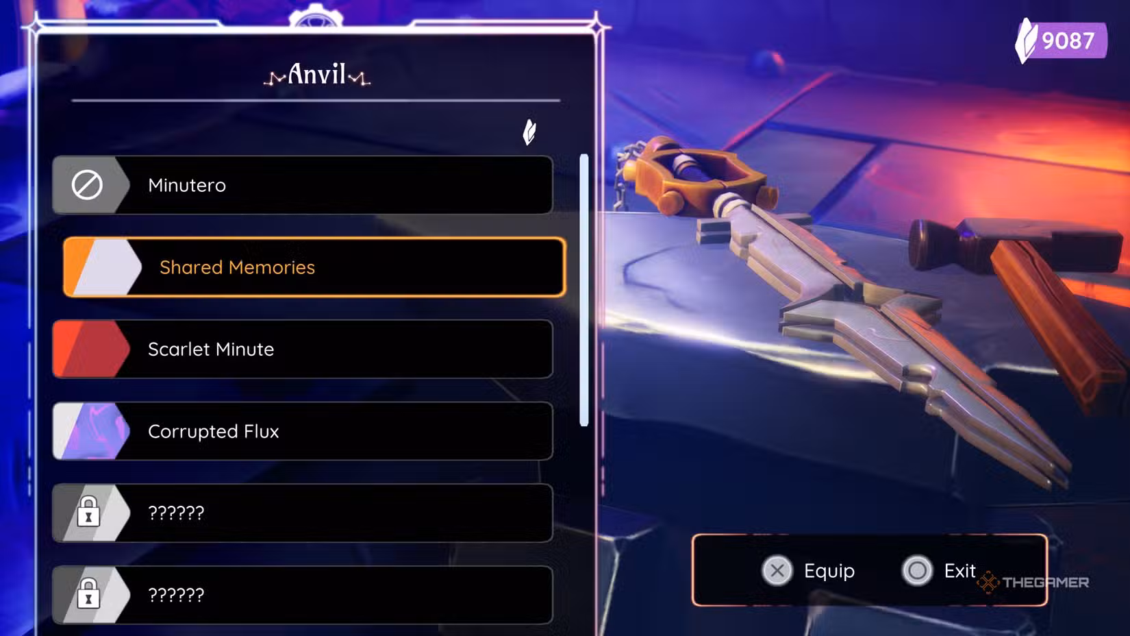 Skin della Keyblade sullo spadone Minutero in Duskfade