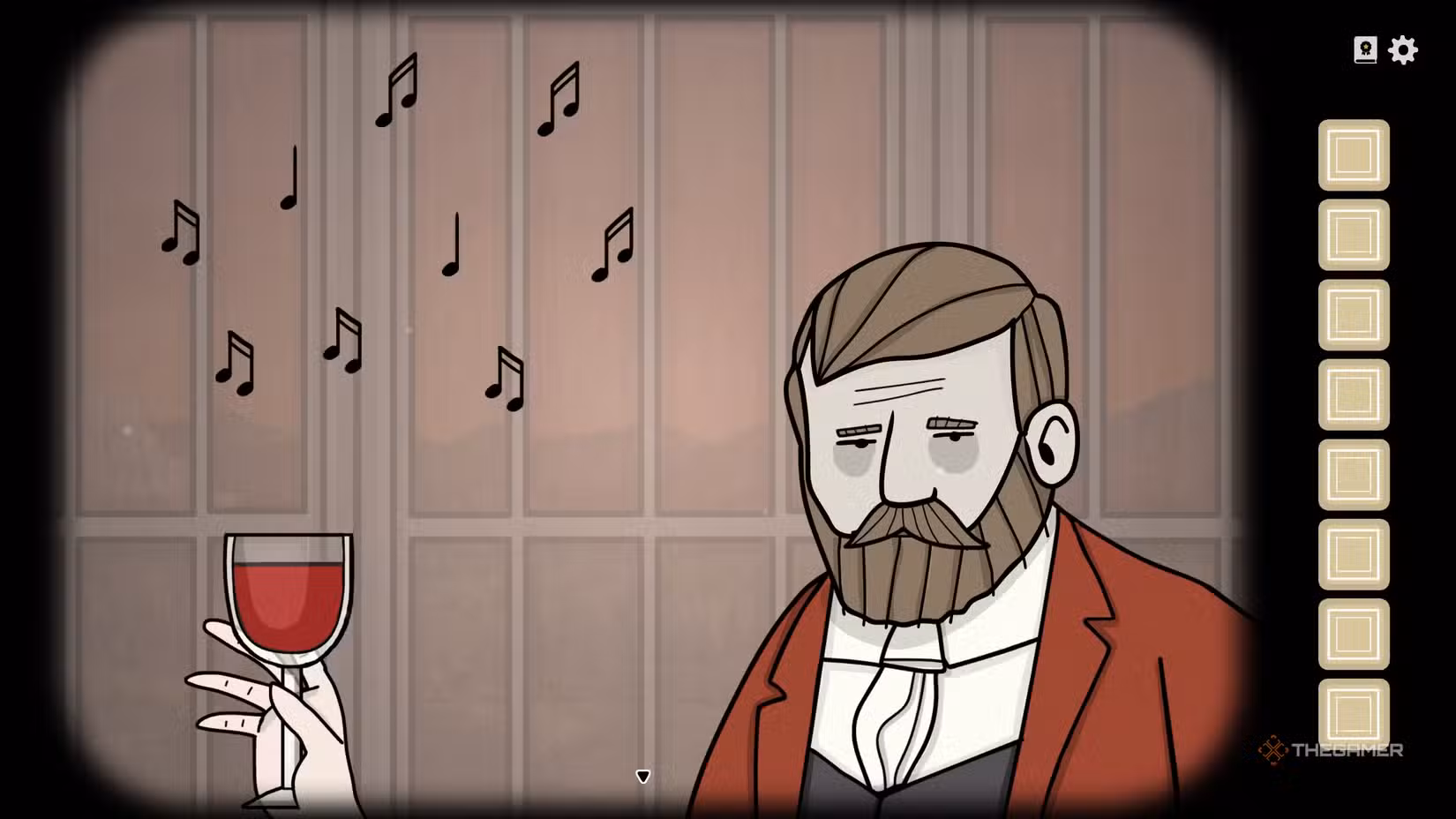 Note musicali che cadono nel bicchiere di vino