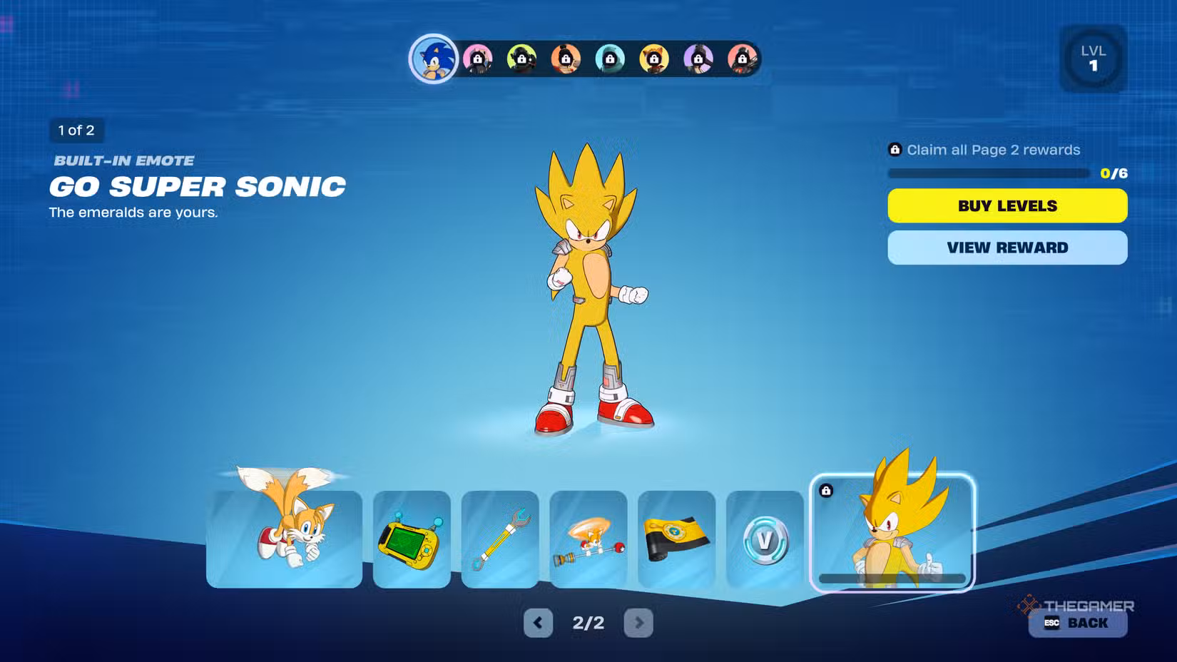 Ricompense di Sonic – pagina 2 del Battle Pass di Fortnite