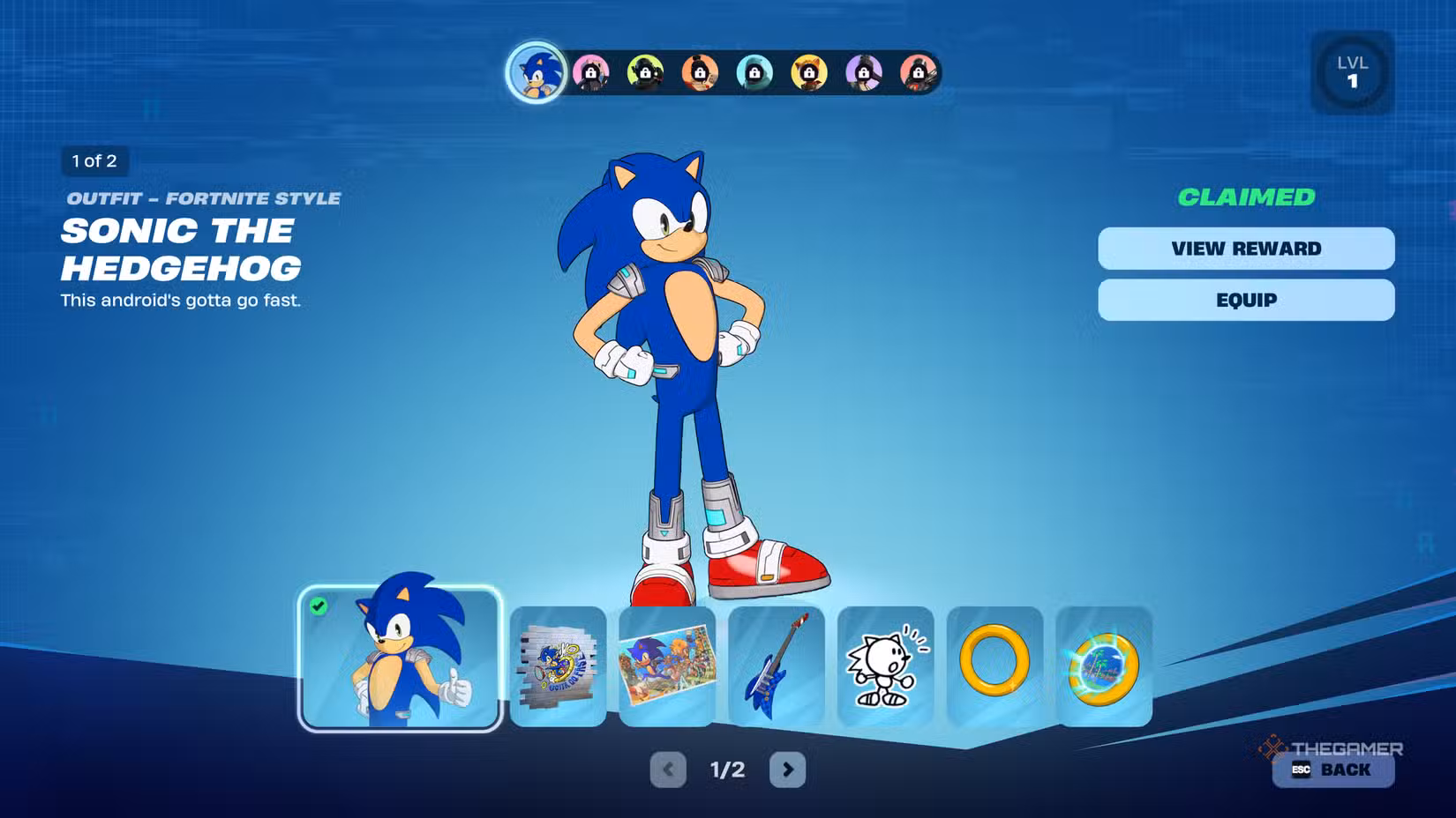 Ricompense di Sonic – pagina 1 del Battle Pass di Fortnite