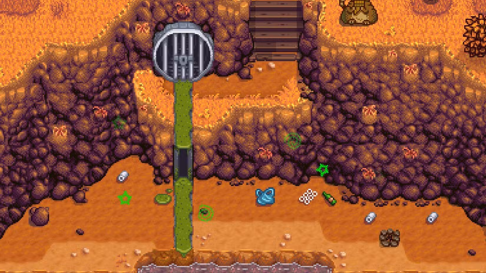 Area della fogna prima della pulizia dell'Orso spazzatura