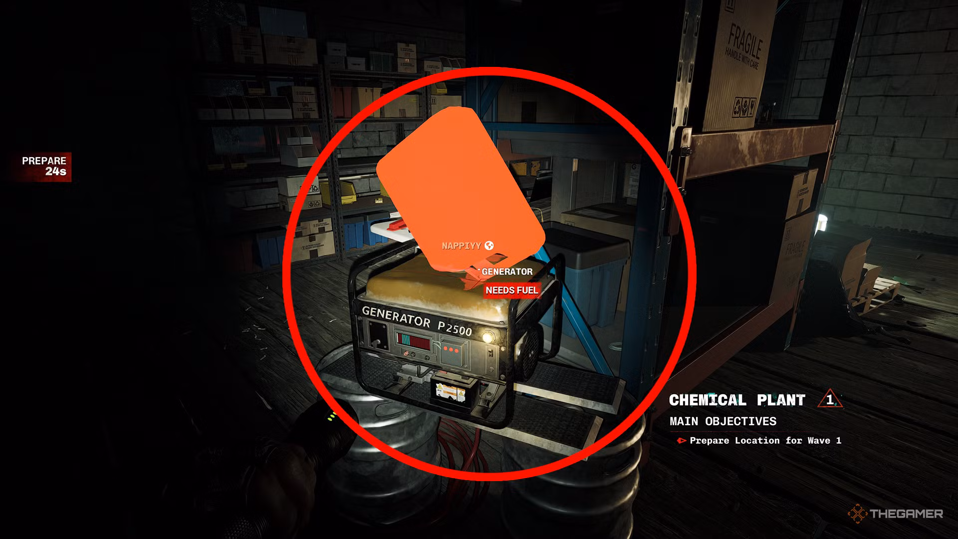 Prompt del generatore che richiede benzina in No More Room in Hell 2