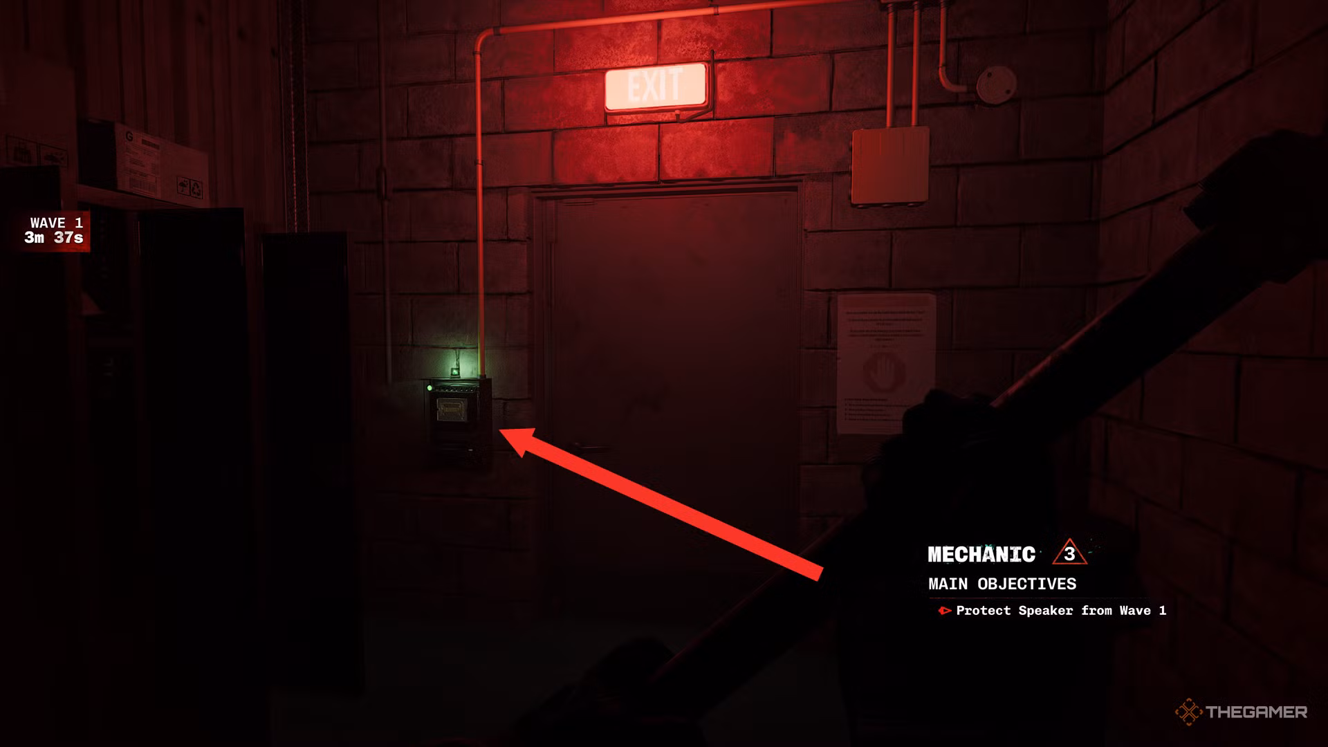 Freccia che indica la scatola dei fusibili in No More Room in Hell 2