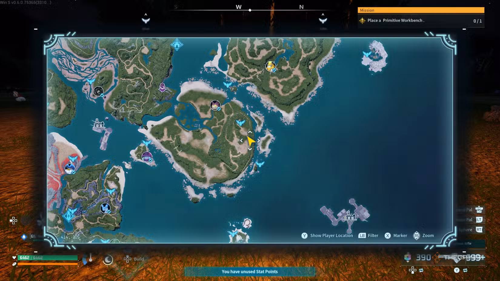 Mappa con la posizione di Tombat nell'area Marsh Island di Palworld