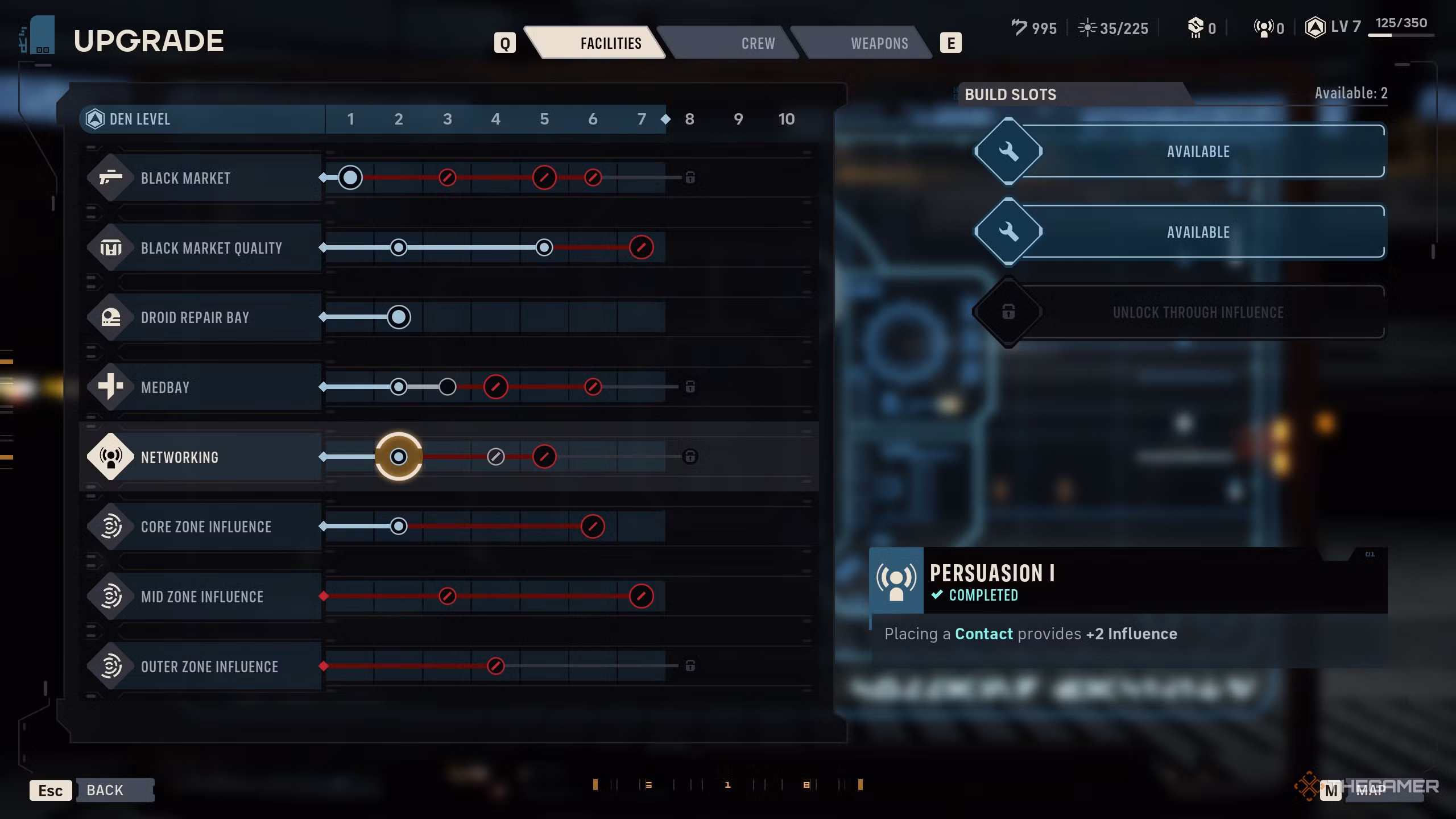 Giocatore che usa Contatti per aumentare l'Influence in Star Wars Zero Company