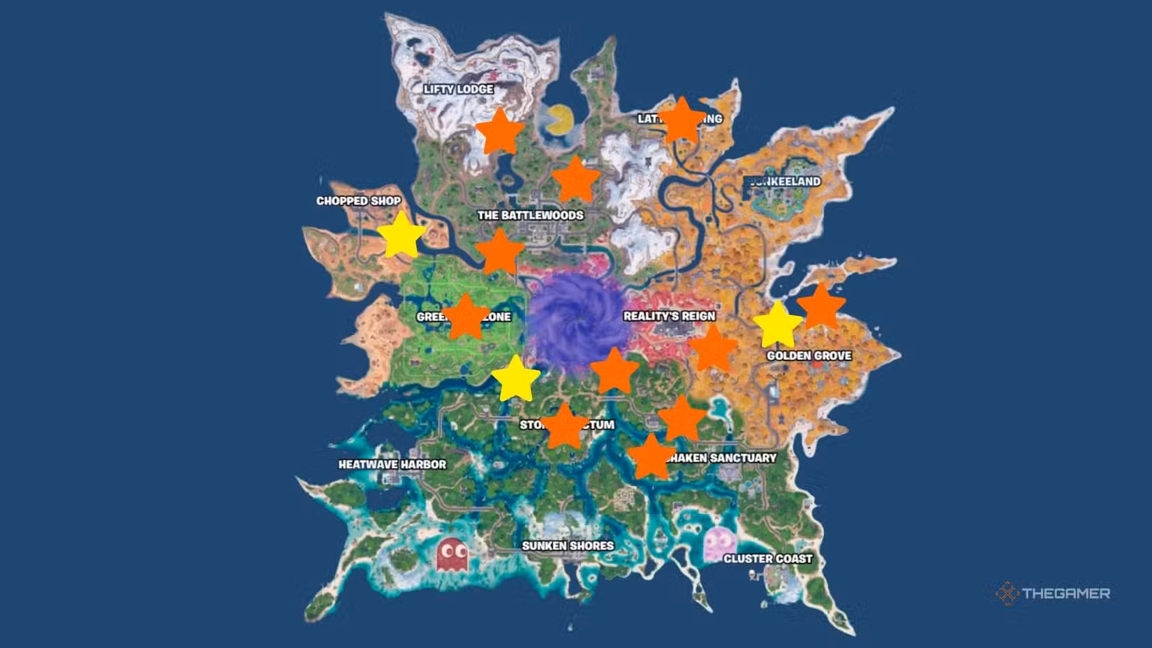Mappa di Fortnite Chapter 7 Season 4 con le posizioni dei NPC