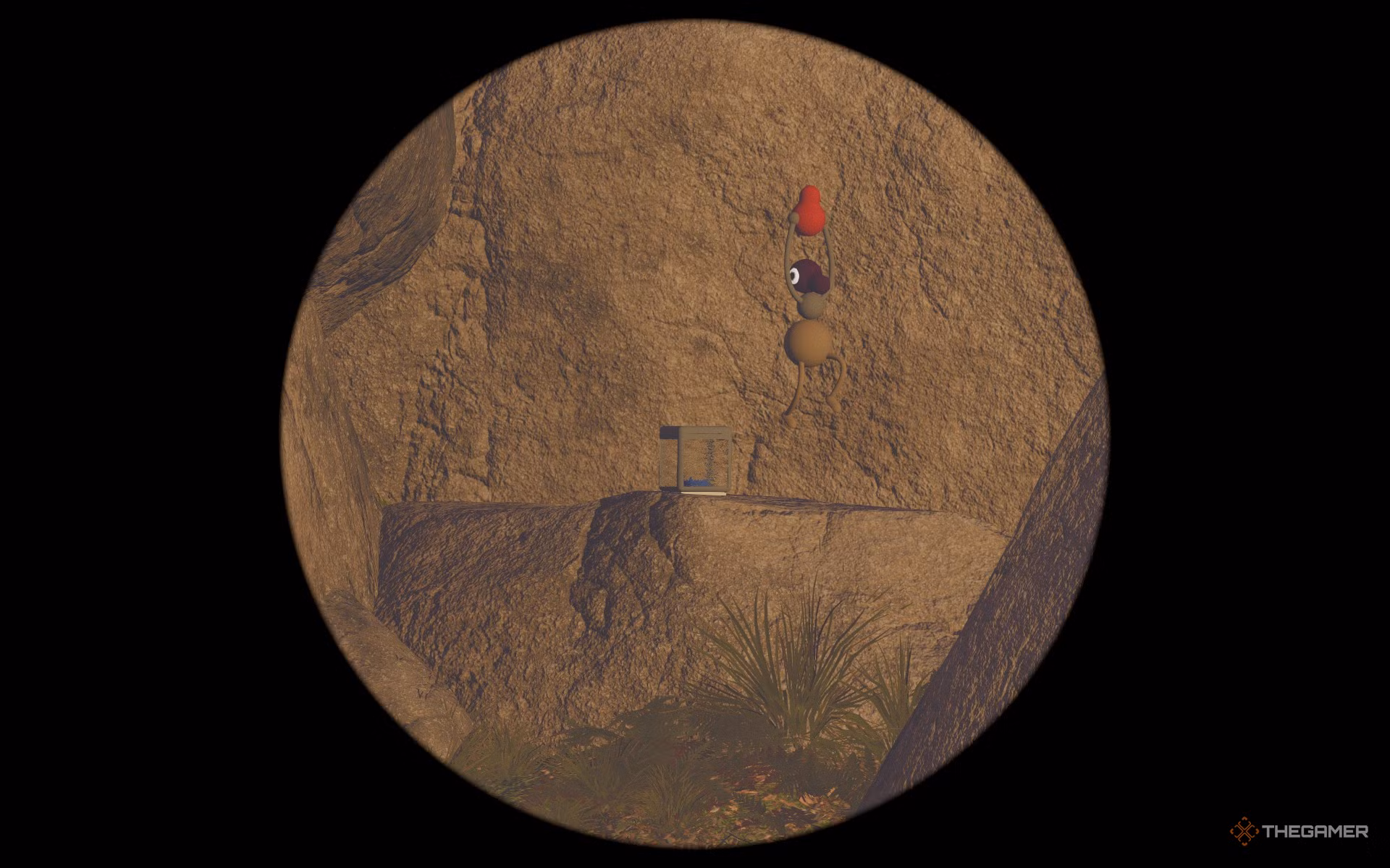Personaggio che tiene l'oggetto sbloccato in vista telescopica in Big Walk