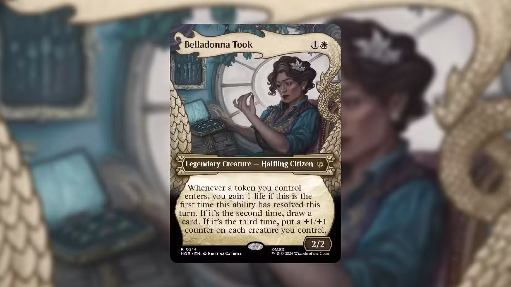 Carta Belladonna Took con bordo Dragon Horde del set The Hobbit di Magic