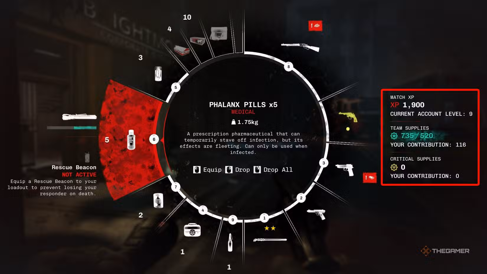 Schermata dell'inventario di No More Room in Hell 2 con ricompense evidenziate