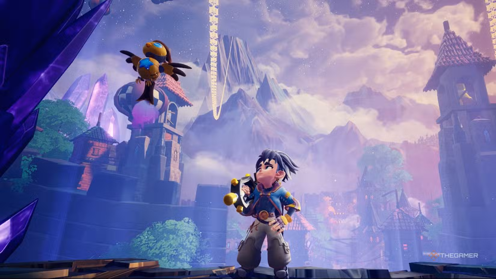 Zirian e Cuckoo con vista sulla torre in Duskfade.